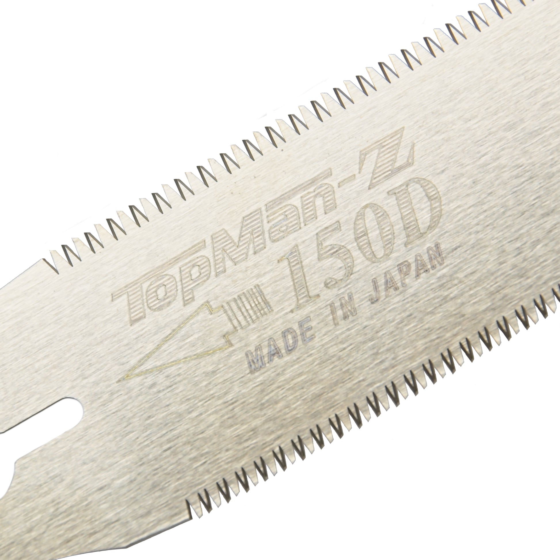A close-up of the replacement blades for the TopMan-Z Flush 150D kugihiki-nokogiri Japanese Saws. Shown on a white background.