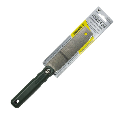 The TopMan-Z Flush 150D Kugihiki-nokogiri Japanese Saw. Shown in retail packaging and on a white background.