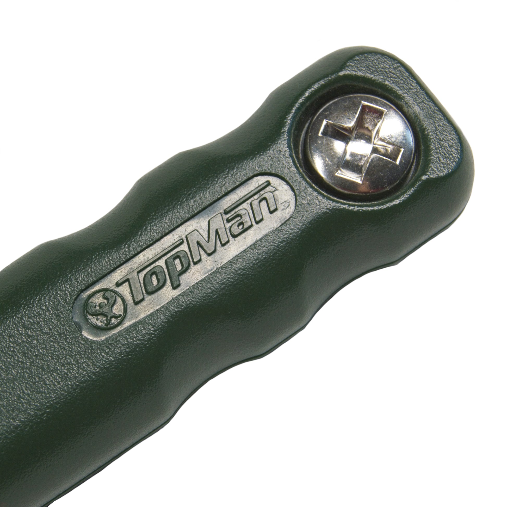 A close-up of the TopMan-Z Straight S-150 Green Handle. Shown on a white background.