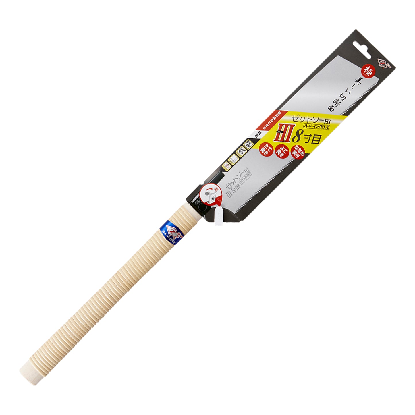 The Zetsaw Universal H-250 Anahiki-nokogiri Japanese Saw. Shown in retail packaging and on a white background.