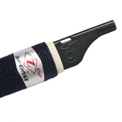A close-up of the black thread wrapped handle included with the Zetsaw Cross H-265 Limited Edition Japanese Saw Set. Shown on a white background.