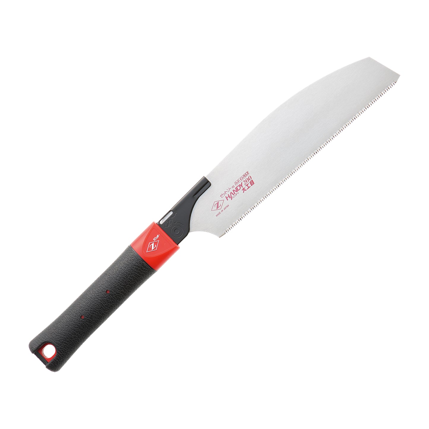 The Zetsaw Handy200 Daikume Anahiki-nokogiri Folding Japanese Saw. Shown in on a white background.