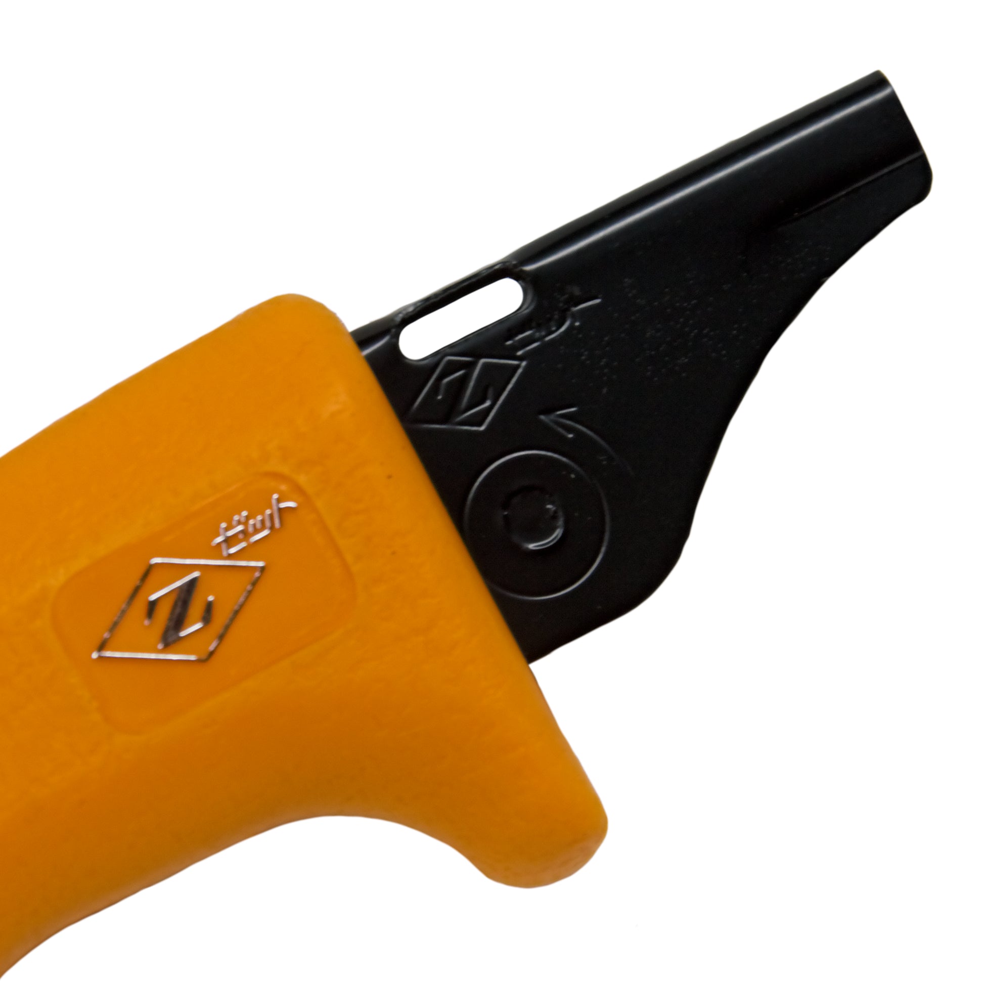 A close-up of the Zetsaw Pistol H-145 Orange Handle. Shown on a white background.