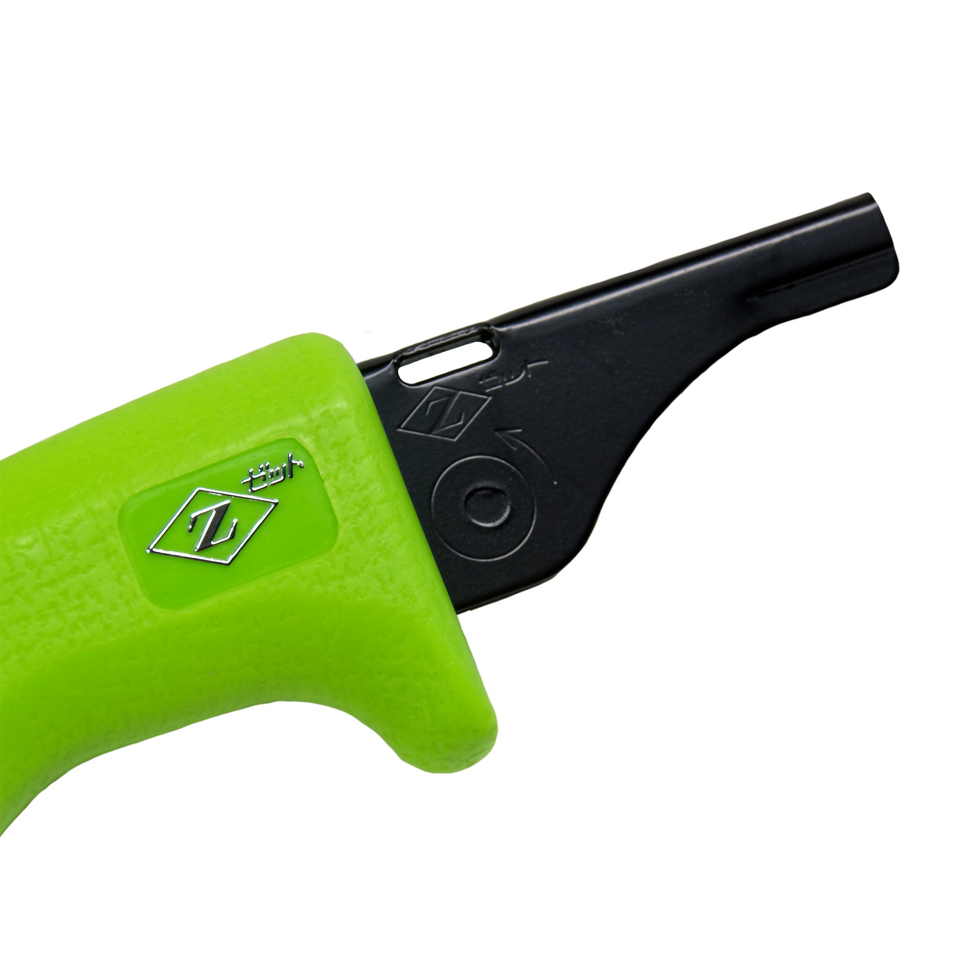 A close-up of the Zetsaw Pistol H-145 Green Handle. Shown on a white background.