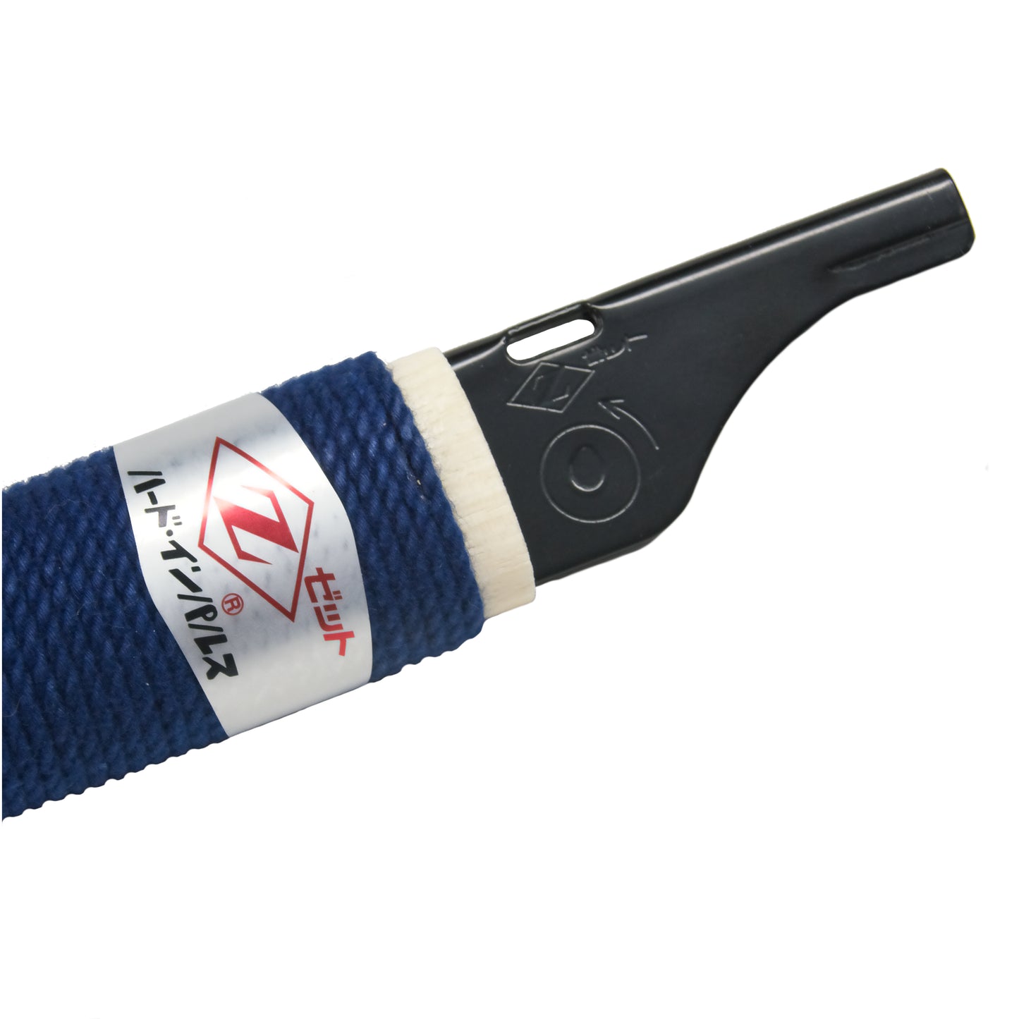 A close-up of the blue thread wrapped handle included with the Zetsaw Universal H-265 Limited Edition Japanese Saw Set. Shown on a white background.