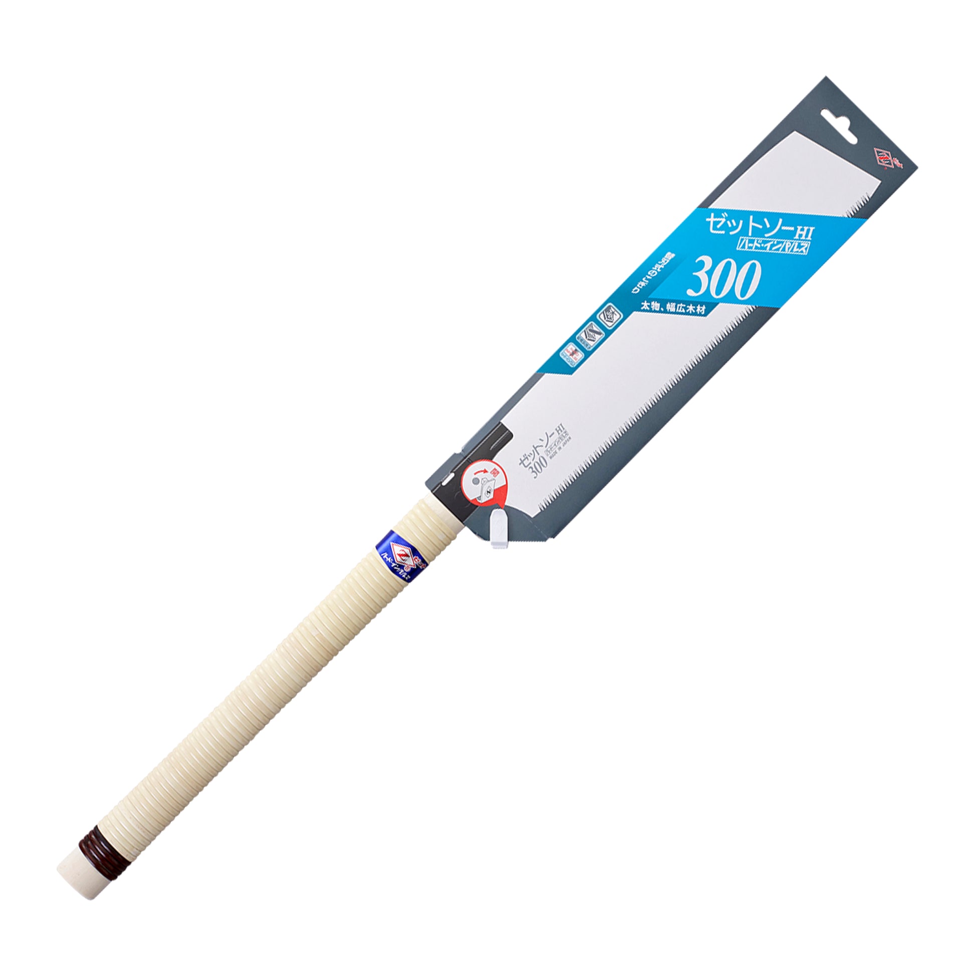 The Zetsaw Universal H-300 Anahiki-nokogiri Japanese Saw. Shown in retail packaging and on a white background.