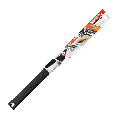 The Zetsaw V Handy200 Board Anahiki-nokogiri Folding Japanese Saw. Shown in retail packaging and on a white background.
