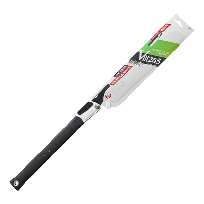 The Zetsaw VIII H-265 Anahiki-nokogiri Folding Japanese Saw. Shown in retail packaging and on a white background.